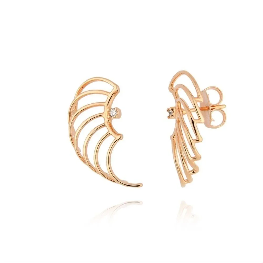 EAR CUFF WINGS ZIRCONIA + ROSE GOLD PLATED EARRING